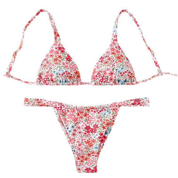 Dame triangel-bikini med justerbare stropper og blomstermønster Skovae