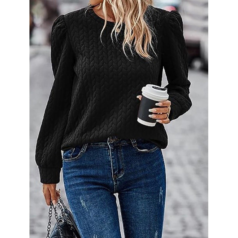 Dame sweater med blødt tekstureret design og puffærmer Stilla