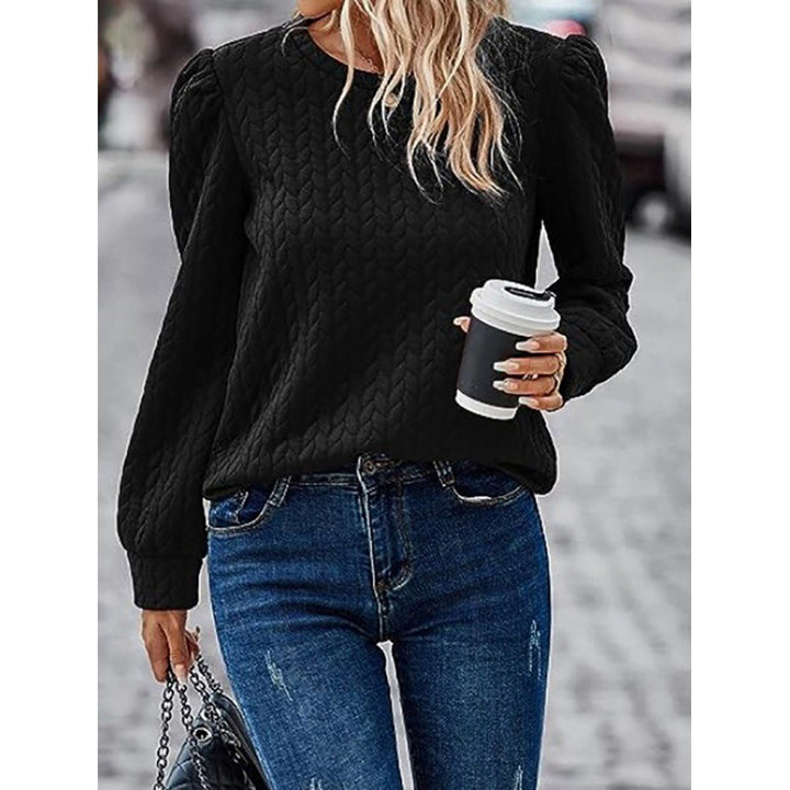 Dame sweater med blødt tekstureret design og puffærmer Stilla