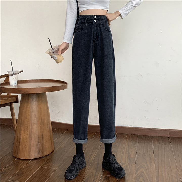 Kvindernes højtaljede mom jeans med aftagelige søm Stilla
