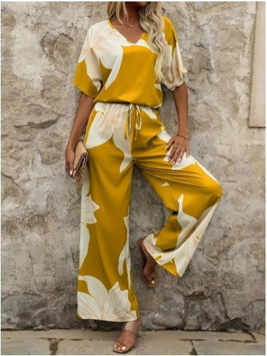 Dame Floral Print Løs Overall Stilla