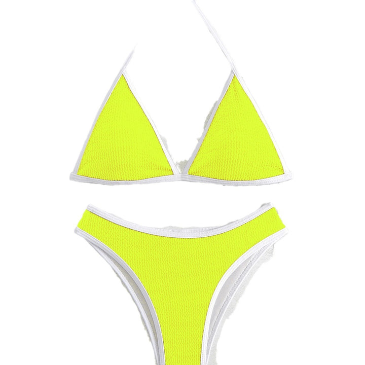 Dame Triangel-Bikini-Sæt med raffineret strukturdesign og justerbare stropper Stilla