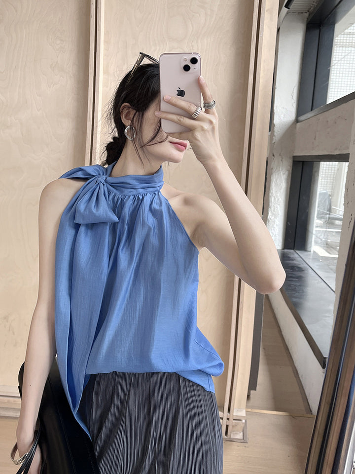 Damer elegant Minikjole med raffineret sløjfedetalje og kvalitets satin-udseende Stilla