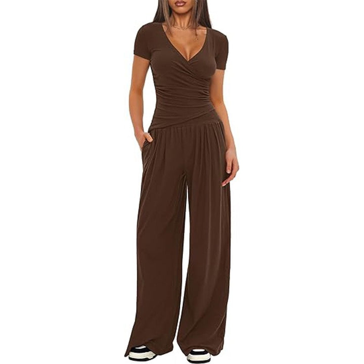 Dame Elegant Wrap-Overall med bred ben og moderne detaljer Skovae