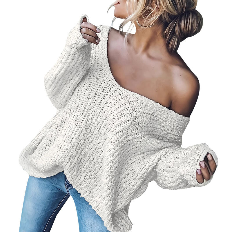 Femme Oversized Off-Shoulder Striktrøje Stilla