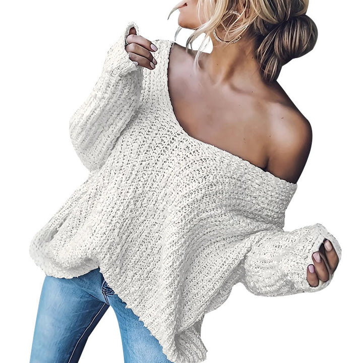 Femme Oversized Off-Shoulder Striktrøje Stilla