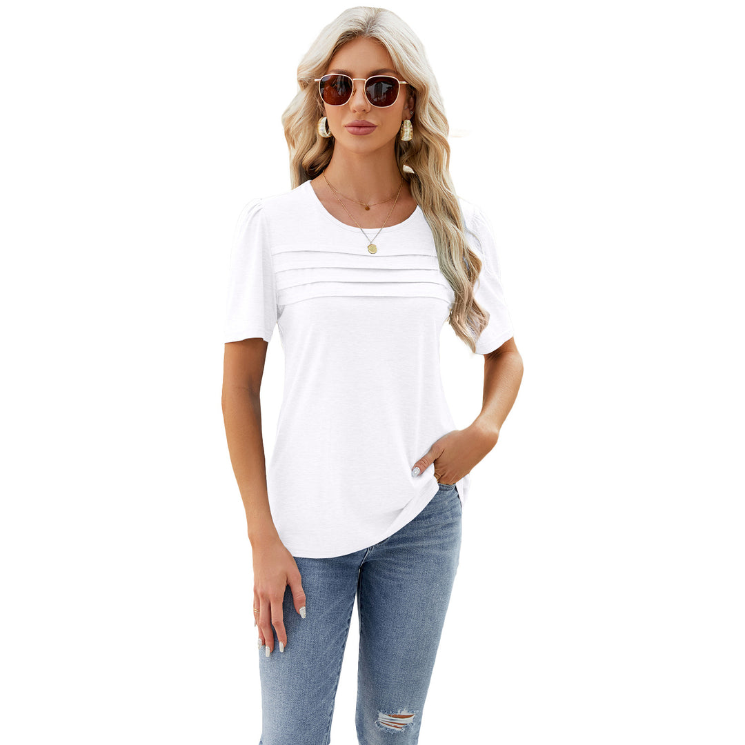 Dame Stilet T-Shirt med Rynker Stilla