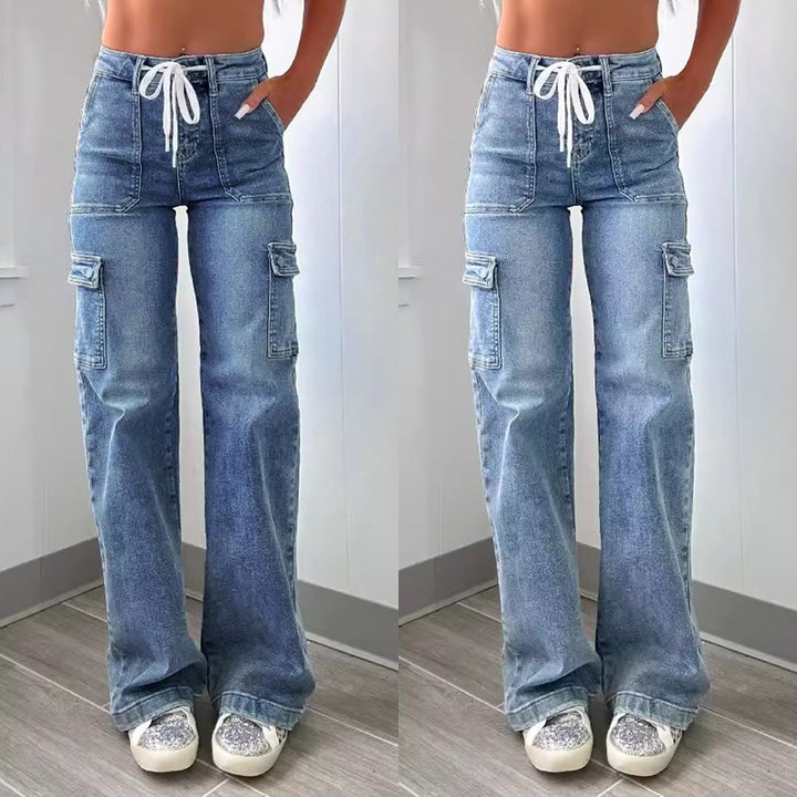 Dame Cargo-jeans med afslappet snit og praktiske sidelommer Stilla