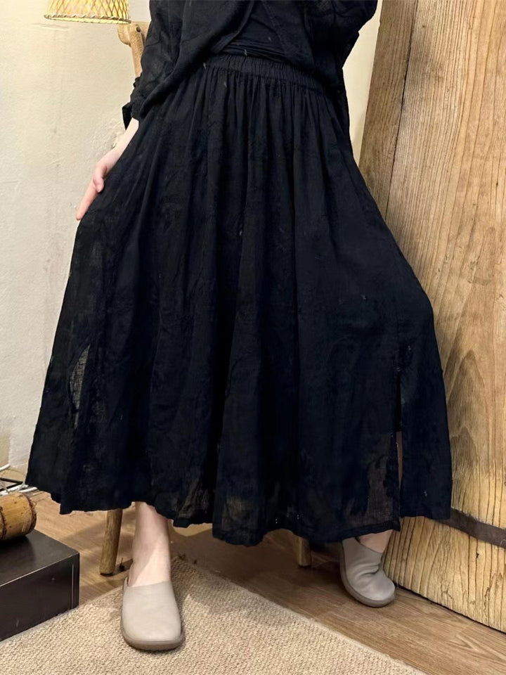 Femme Flydende Broderet Maxi-Nederdel Stilla