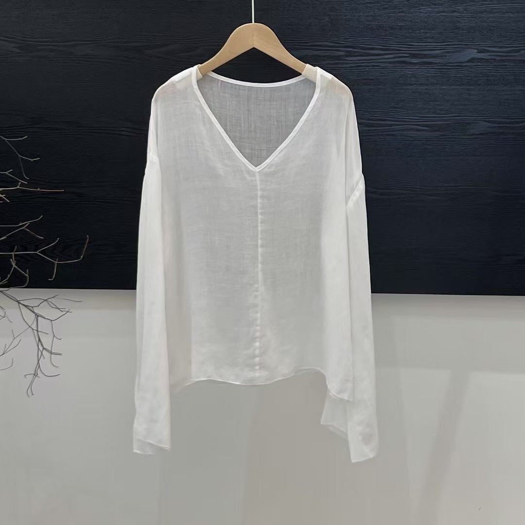 Femme Letvægts Langærmet Linned blouse Stilla