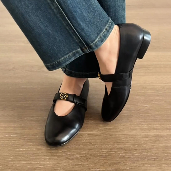 Dame Chic Mary Jane Ballerinas med dekorativ rem Stilla