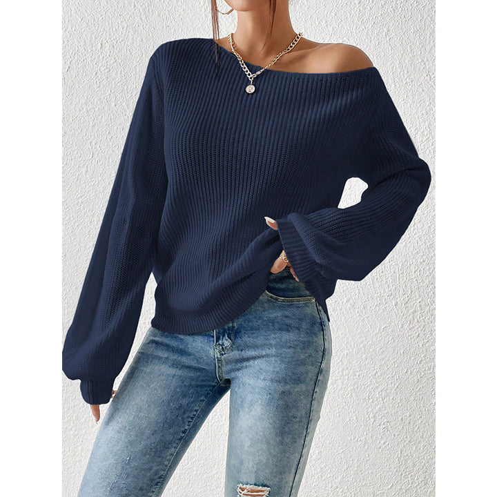 Dame Off-Shoulder Strikpullover Stilla