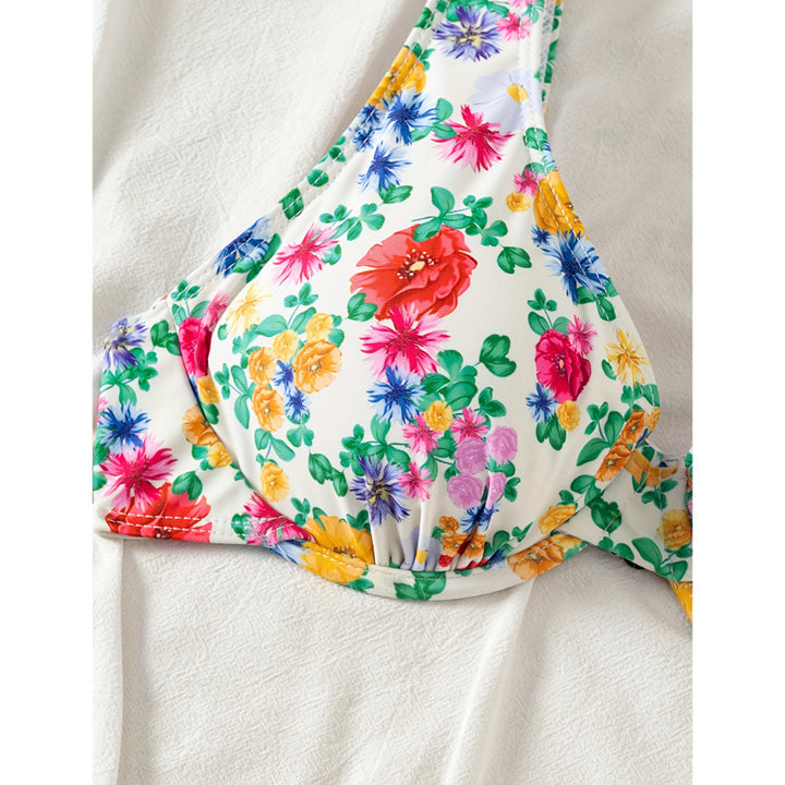 Dame Floral Print Højskåret Bikini Sæt Stilla 1750313345