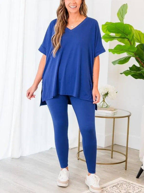 Dame afslappet lounge-outfit med behageligt oversized top og alsidige leggings Stilla