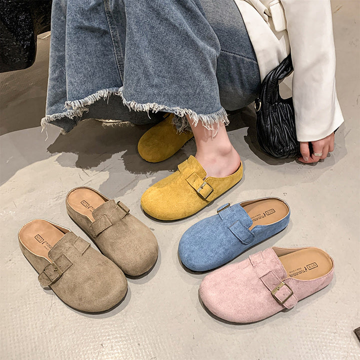 Dame Clogs lavet af høj kvalitet velour læder med justerbart spænde-detalje Stilla