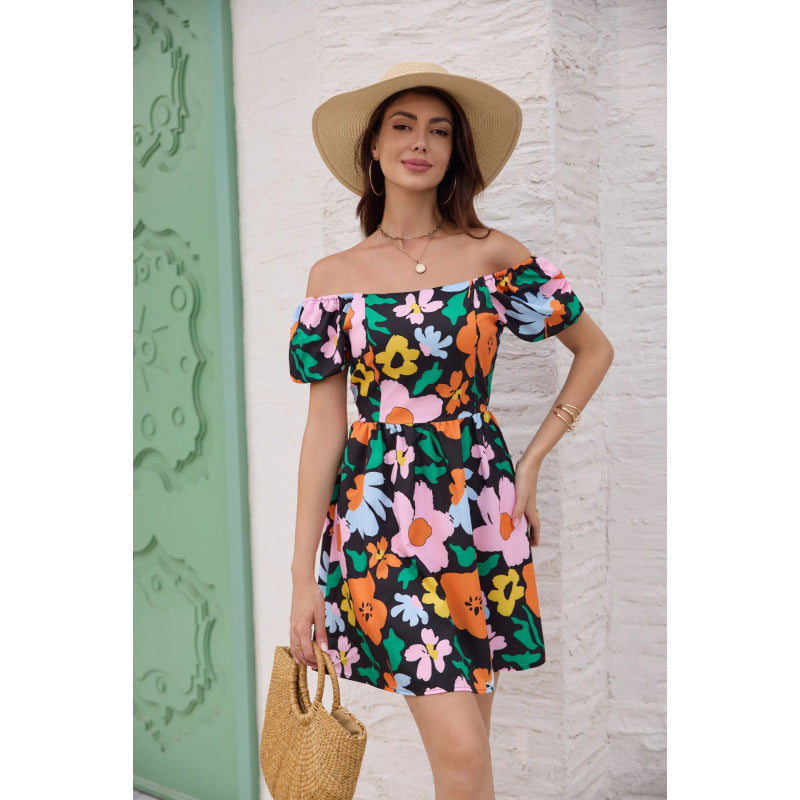 Femme Puff Ærme Floral Mini Kjole Stilla