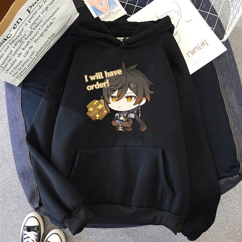 Kvinders hoodie med sød anime design og behagelig pasform Skovae