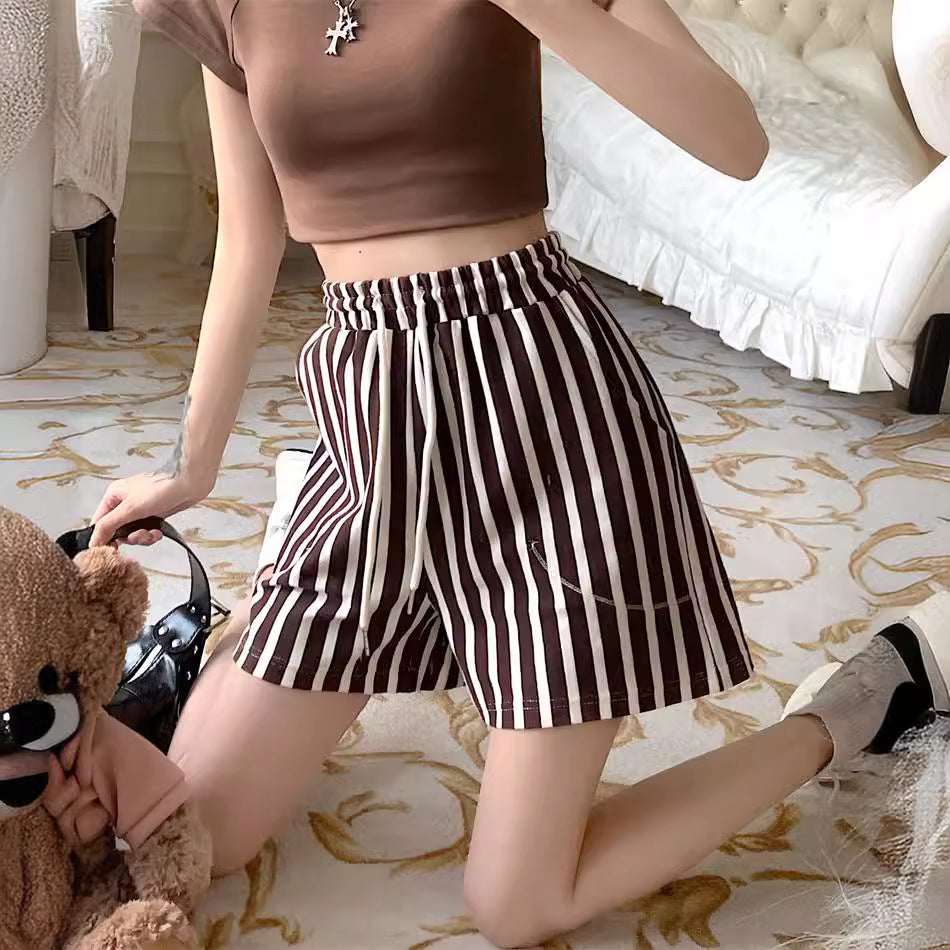 Femme Stribet Løs Pasform Lounge Shorts Stilla
