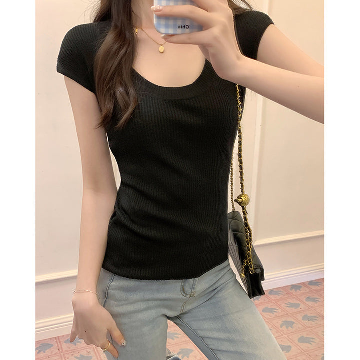Femme RIPPEN KORTÆRMET T-SHIRT SVANE-UDBRUD Stilla