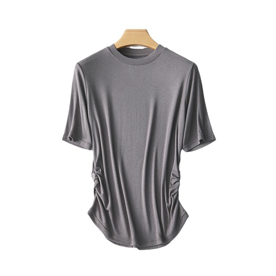 Dame Casual sidelæns rynket T-shirt Stilla