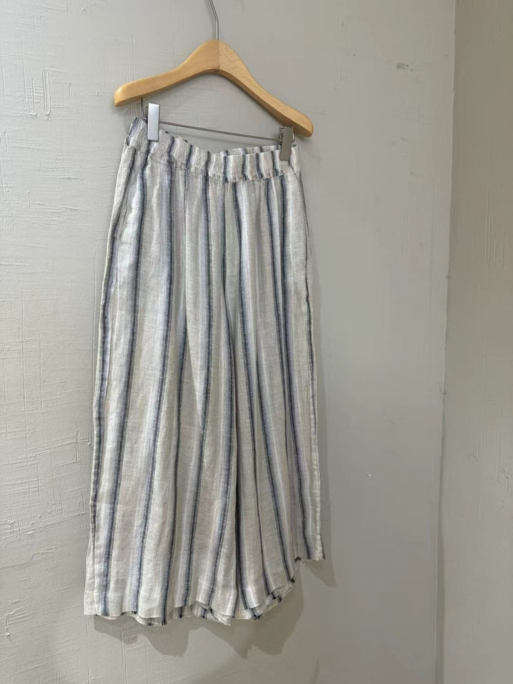 Dame Relaxed Fit Stribet Linned Culottes Stilla