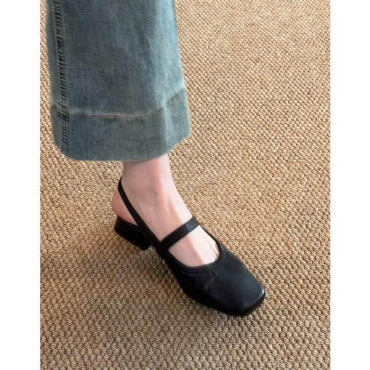Dame Slingback-hæle med firkantet tåparti og dekorative blomsteraccentuer Stilla