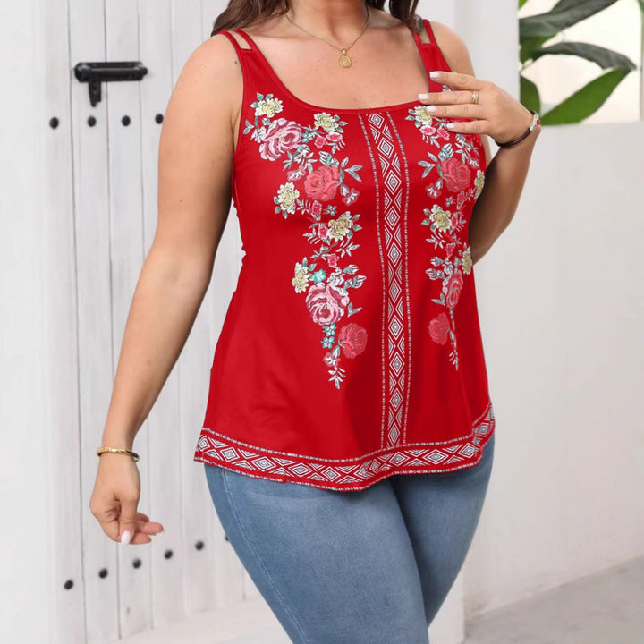 Dame Blomster Broderet Swingtop Stilla