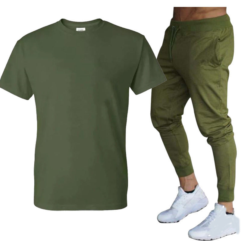 Herre sporty T-shirt og joggingbukser-sæt med funktionelt design Stilla