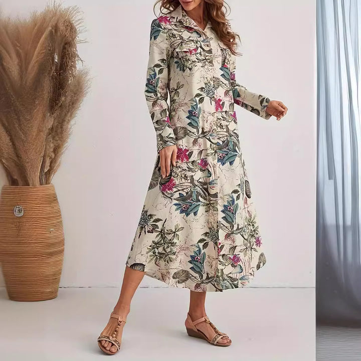 Femme Langærmet Blomster Maxi Kjole Stilla