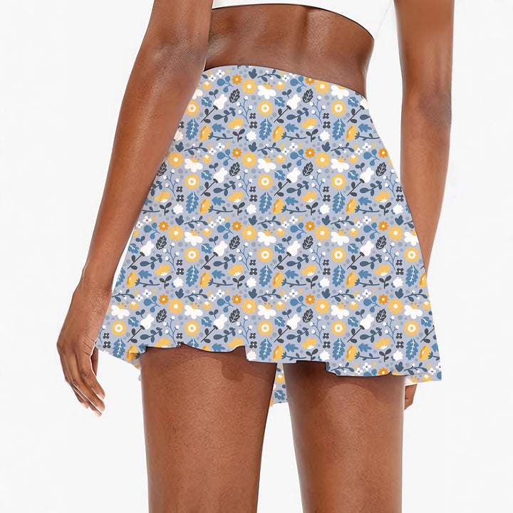 Dame Floral Print Aktiv Nederdel Stilla