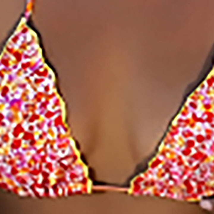 Dame triangel-bikini med iøjnefaldende flæsedetaljer Skovae