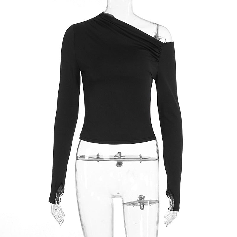 Dame Elegant asymmetrisk langærmet top Skovae