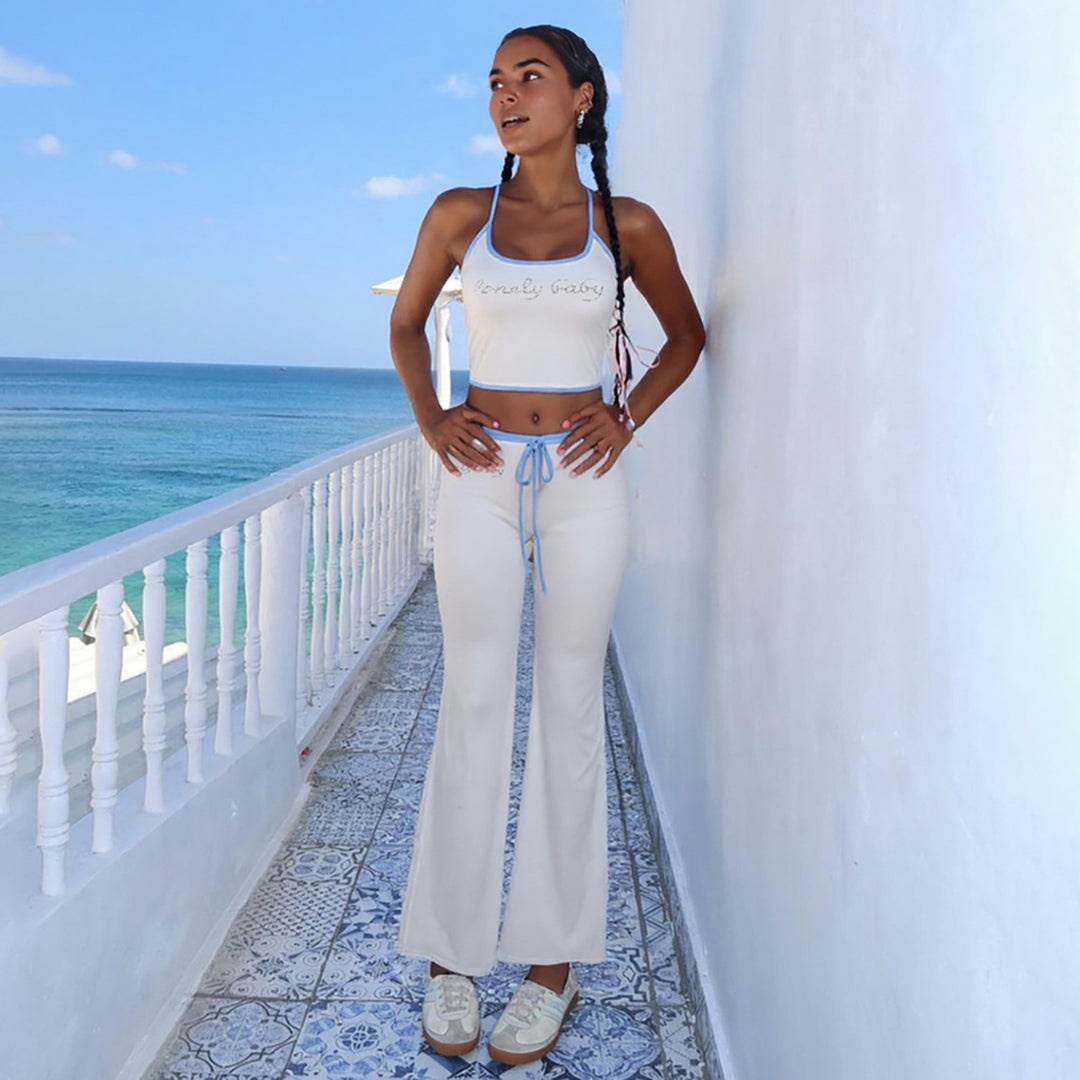 Dame Sporty two-piece set with bra and wide-cut pants Skovae