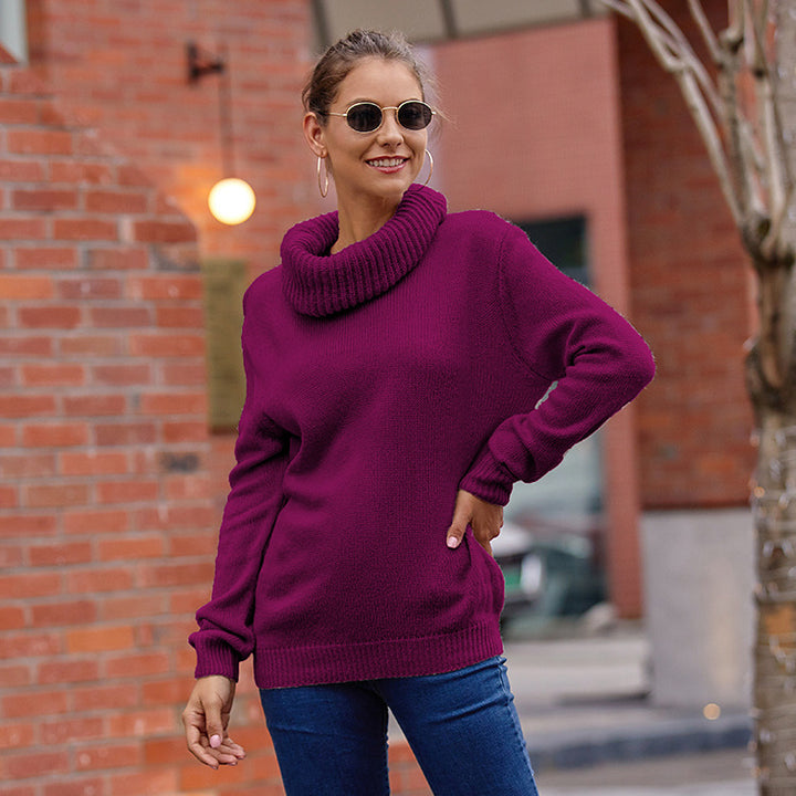 Dame strikpullover med bred turtleneck og løs pasform Stilla