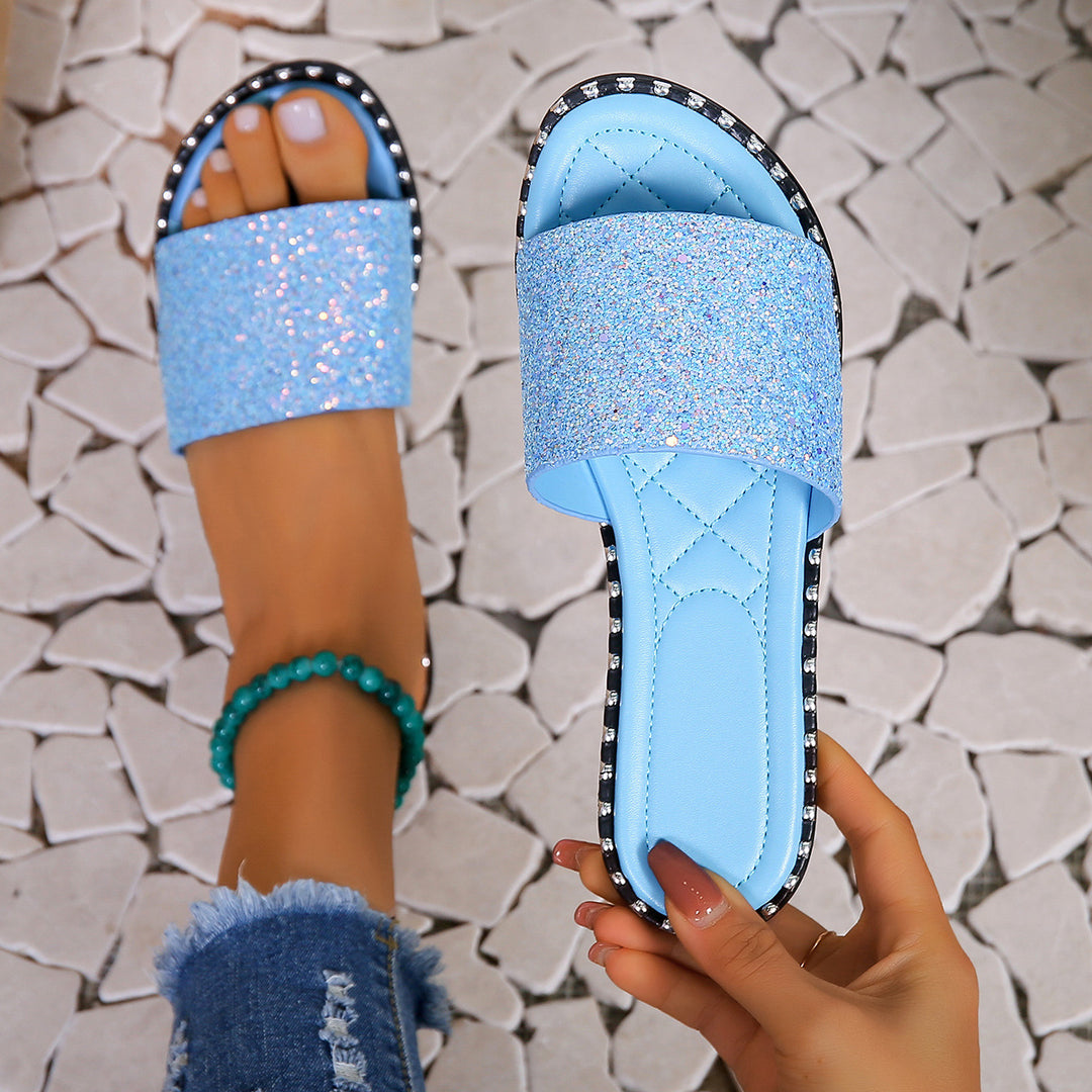 Dame Glitrende Slip-On Sandaler med komfortabel sål og trendy design Stilla