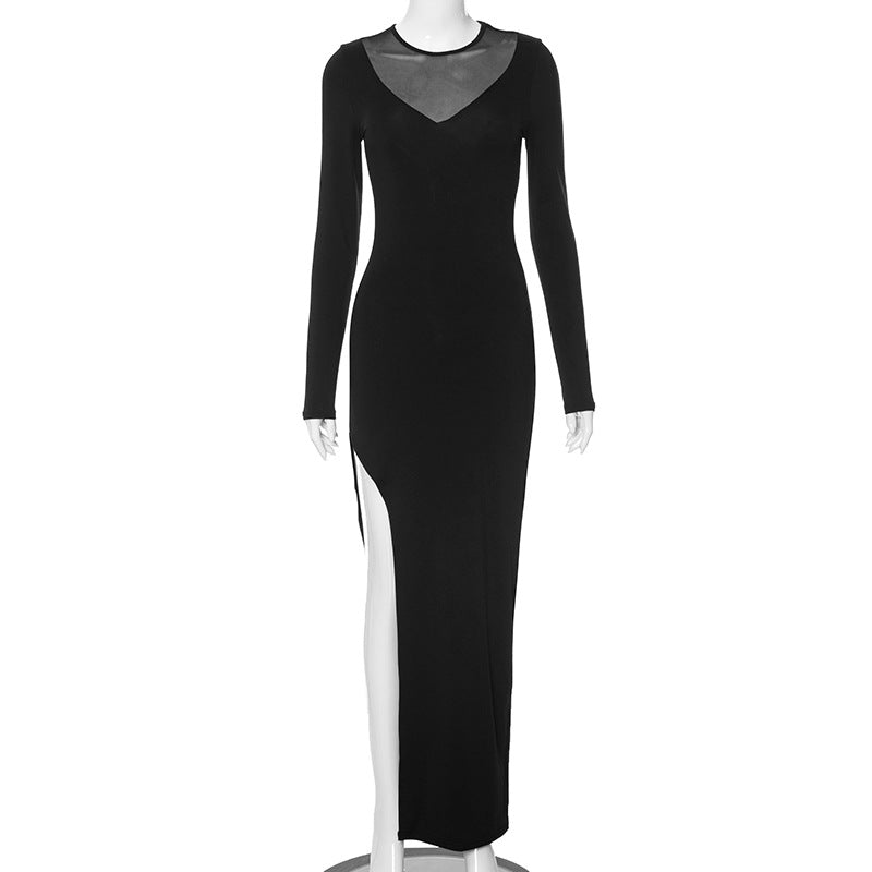 Dame Elegant Maxikjole med transparente indlæg og sidelæg Stilla