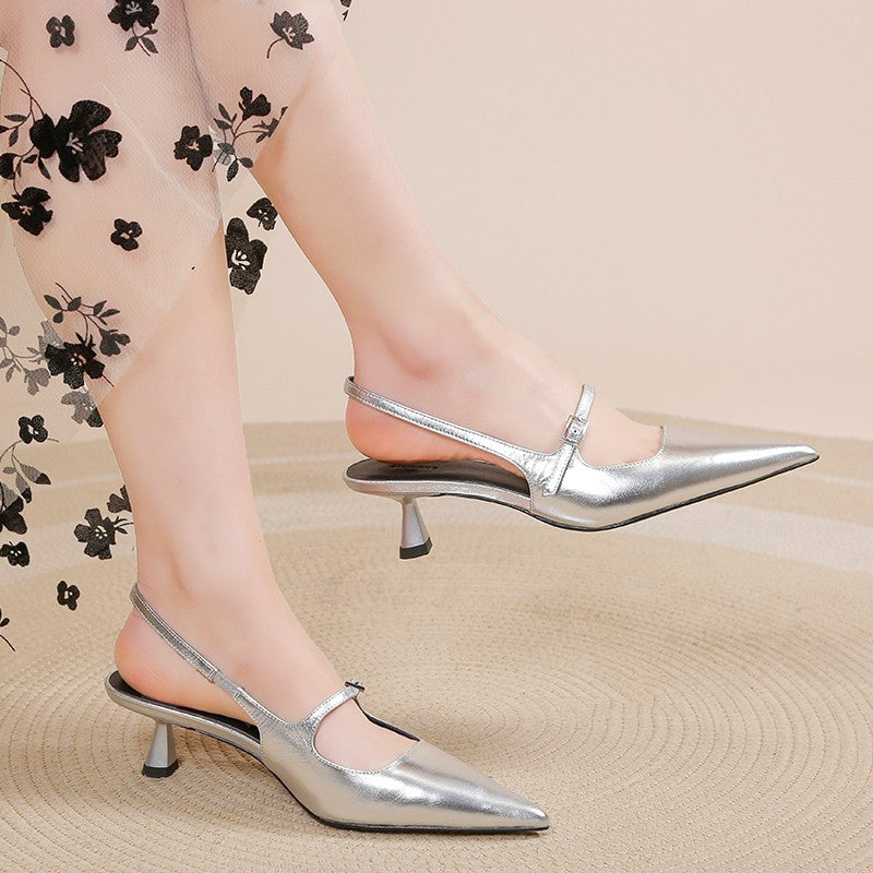 Dame Sleek Spids-Tådel med metallisk Finish Stilla