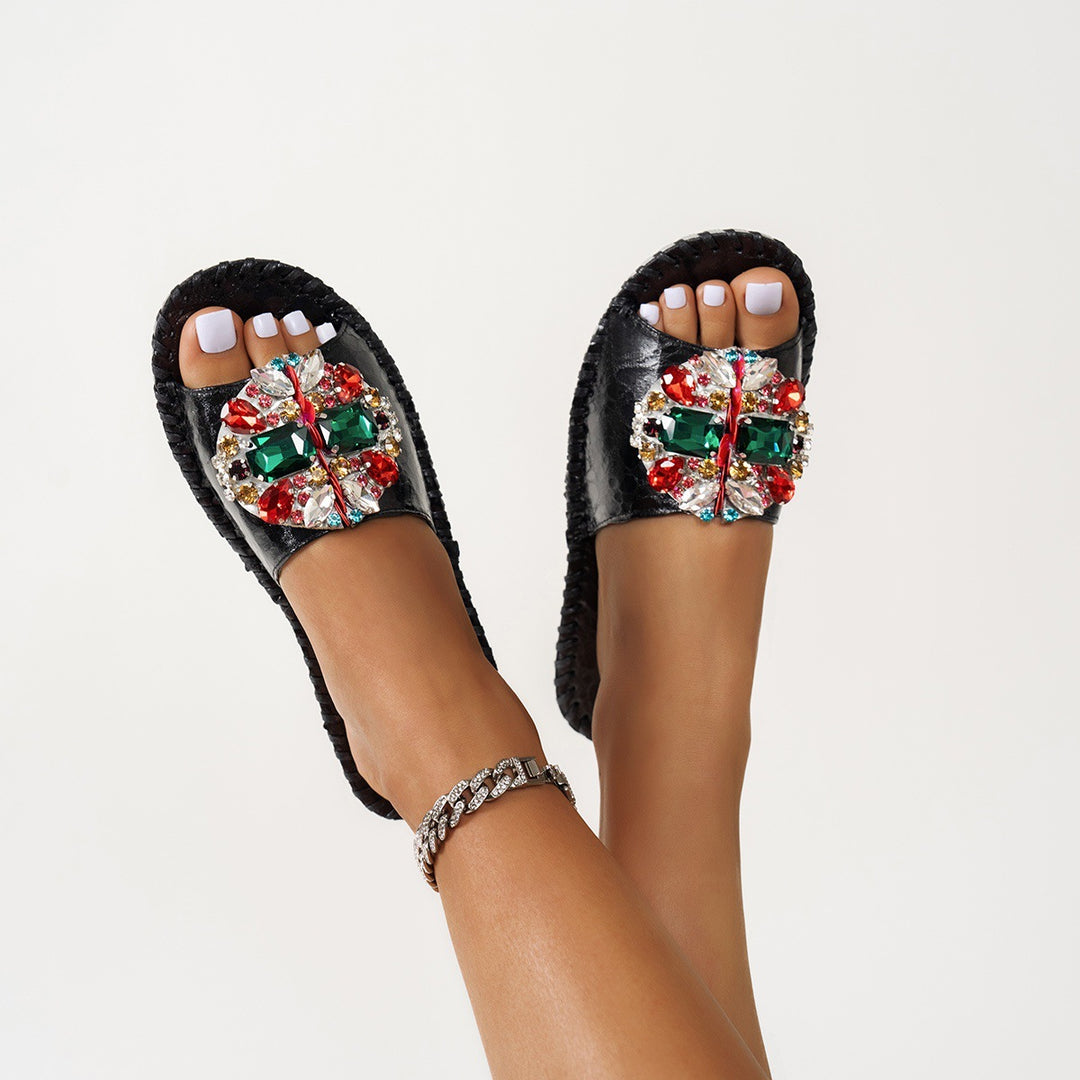 Dame strass-dekorerede pantoletten i elegant design Stilla