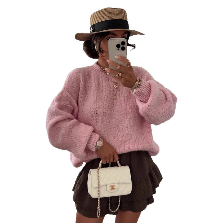Kvinders oversized strikket sweater med voluminøse ærmer og moderne design Stilla