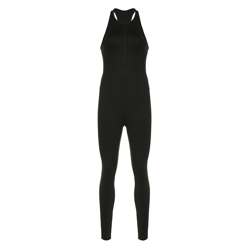 Damen Sportlicher einteiliger Bodysuit mit hohem Kragen und Reißverschluss Skovae