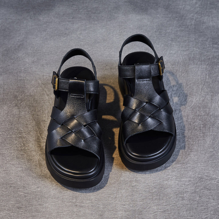 Dame Chunky Platform Flettet Slide Sandaler Stilla