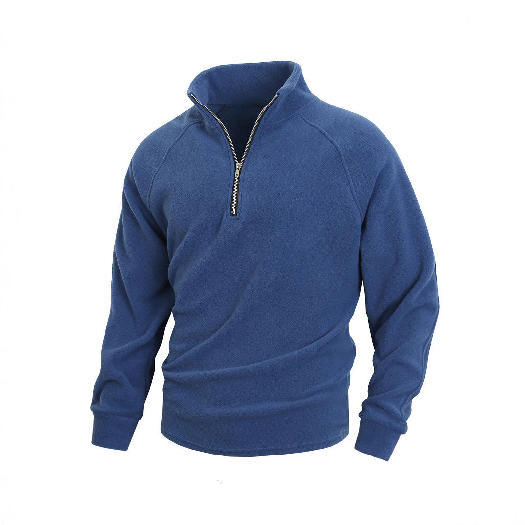 Herren fleece-pullover med halvmeter lynlås og elastiske manchetter Stilla