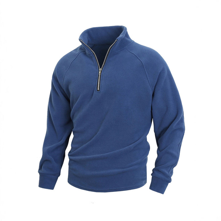 Herren fleece-pullover med halvmeter lynlås og elastiske manchetter Stilla