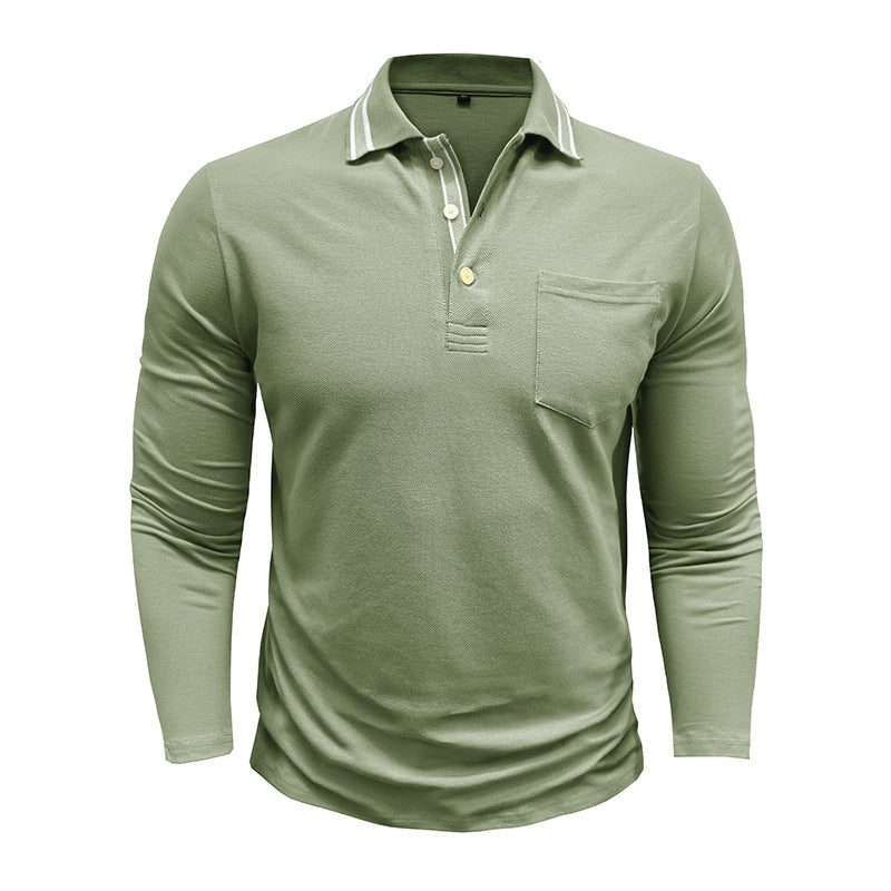 Herre Langærmet Polo T-shirt med struktureret krave og elegante knapdetaljer Stilla
