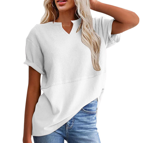 Dame afslappet kortærmet T-shirt med V-udskæring Stilla