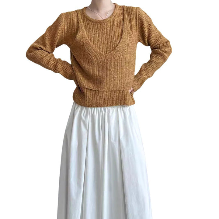 Femme Tekstureret V-Udskæring Ribbet Strikpullover Stilla