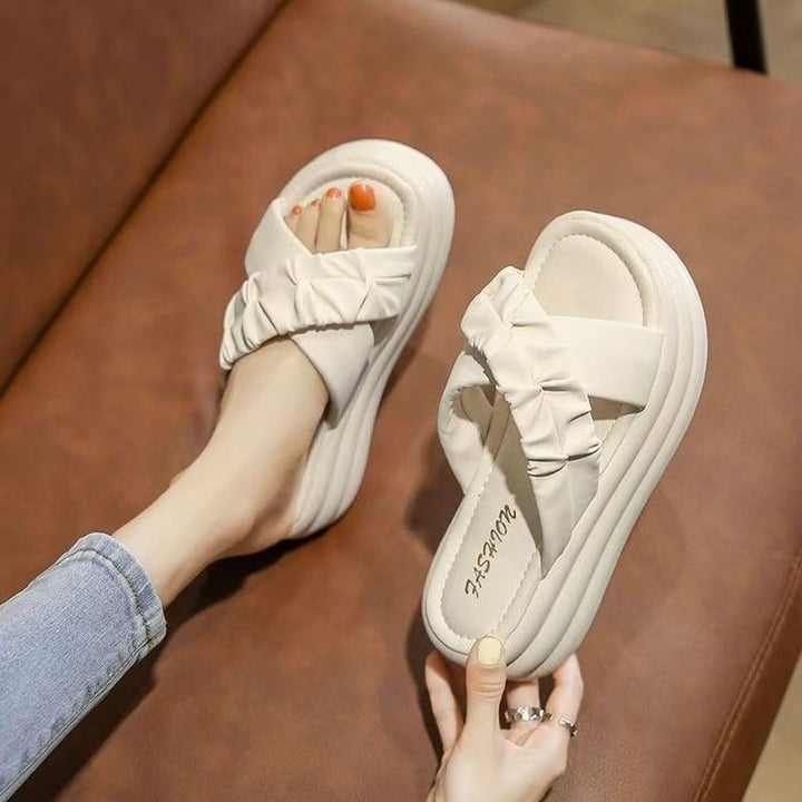 Dame Plateau-sandaler med elastisk rem og moderigtigt frynsedesign Stilla