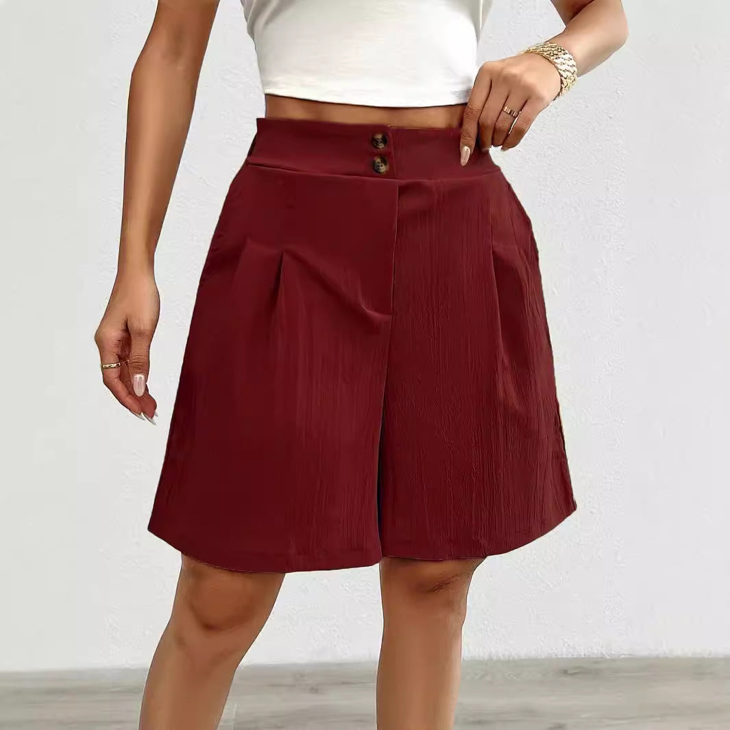 Dame mode shorts med høj talje og elegante folder detaljer Stilla