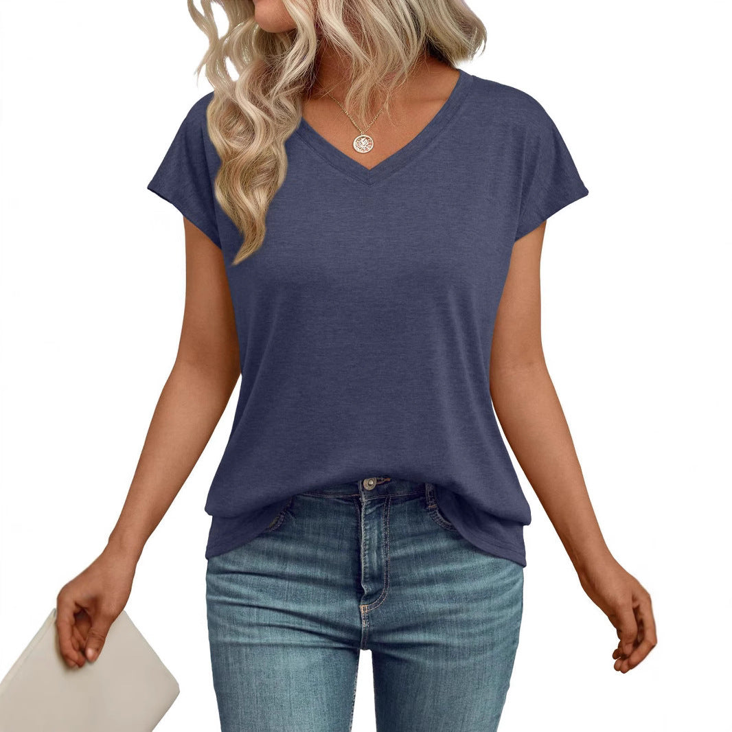 Dame V-hals Løs Pasform T-Shirt Stilla