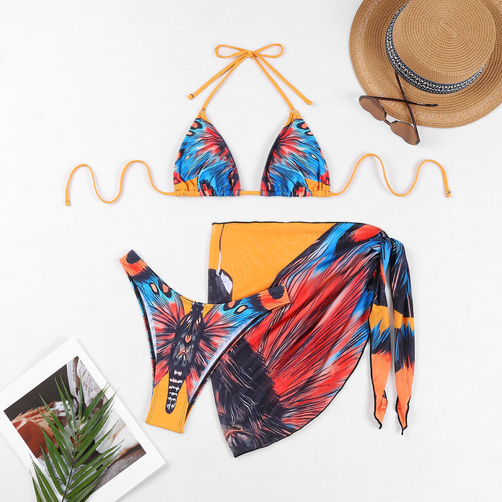 Dame Triangel-Bikini-Sæt med trendy sommerfugledesign og justerbare stropper Stilla